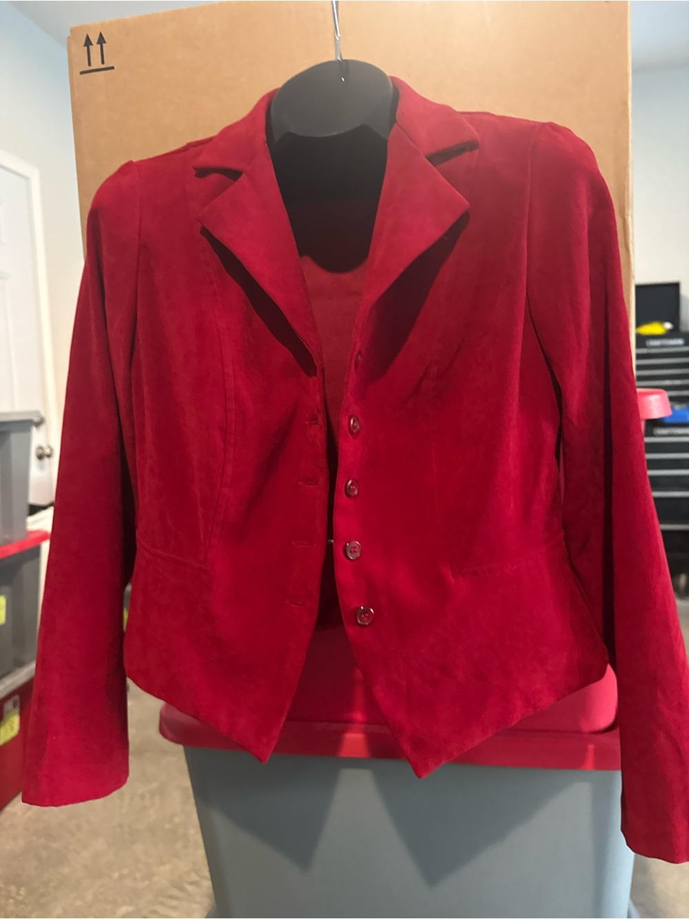 Women’s Red Suede Button-Front Jacket p22